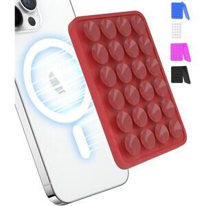 Magnetic Suction Phone Mount, Red Anti-Slip Silicone Phone Case, Hands-Free